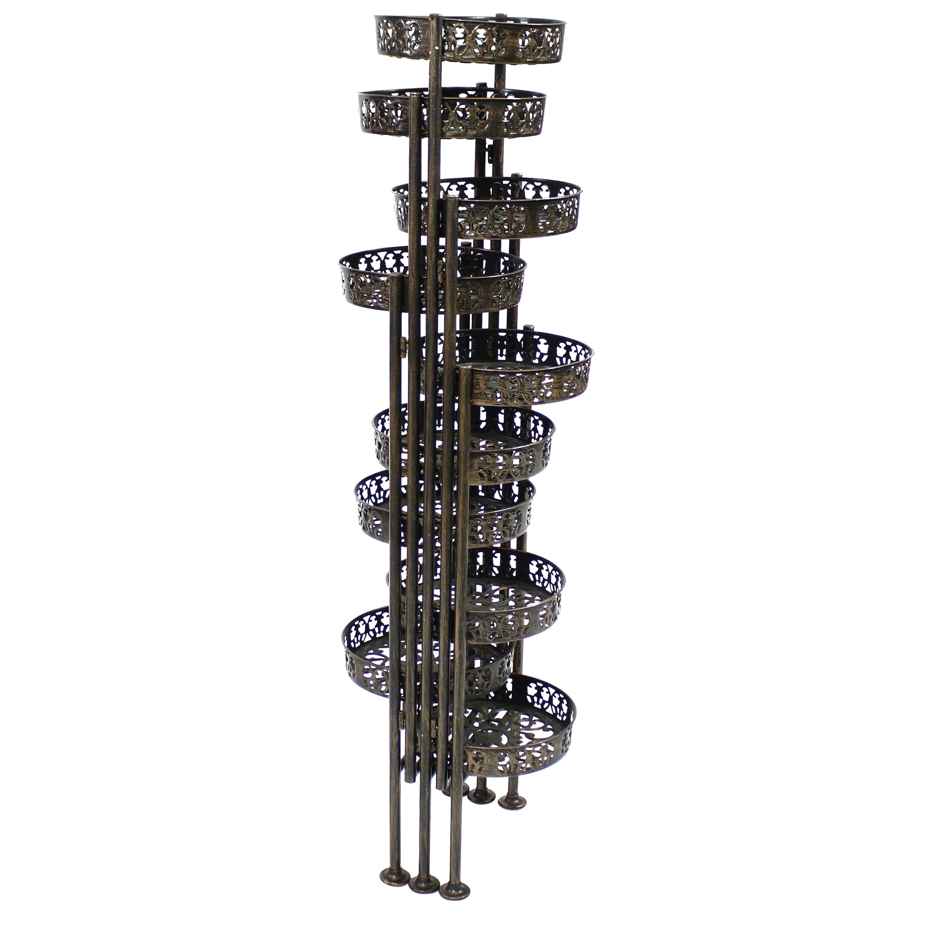 Alt View 7. Sunnydaze - Steel 10-Tier Staggered Folding Plant Stand - 46.5 in - Black.