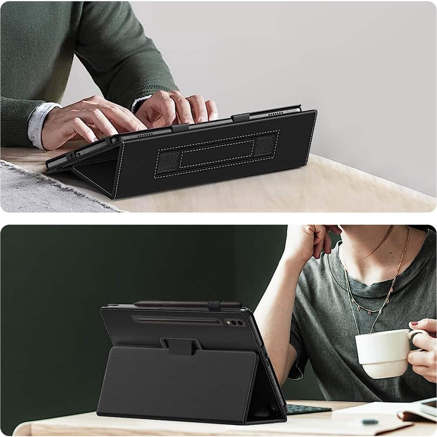 Alt View 15. SaharaCase - Bi-Fold Folio Case for Samsung Galaxy Tab S10+, Tab S9+, and Tab S9 FE+ - Black.