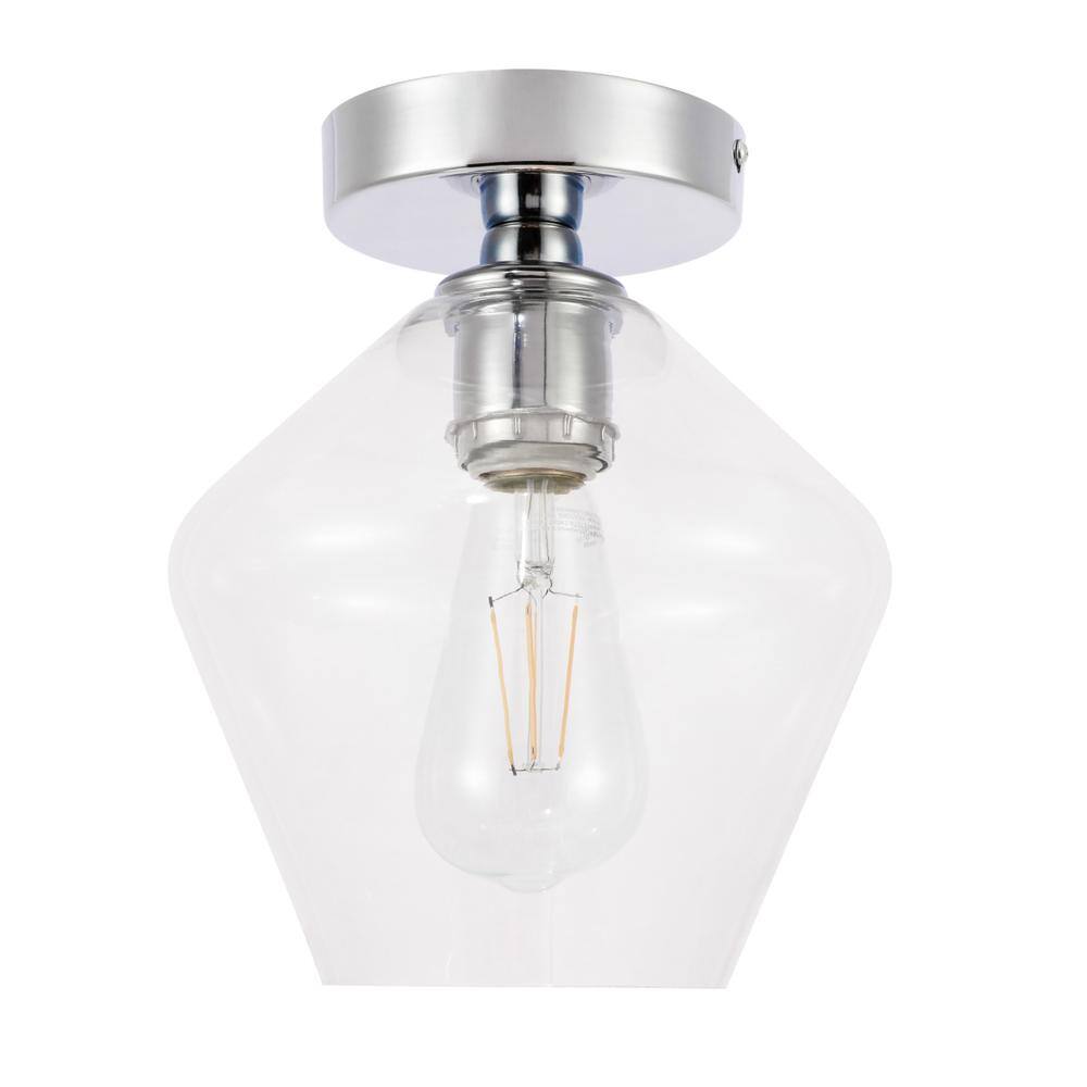 Alt View 6. Living District - Gene 1 light Chrome and Clear glass Flush mount - Chrome And Clear Glass.