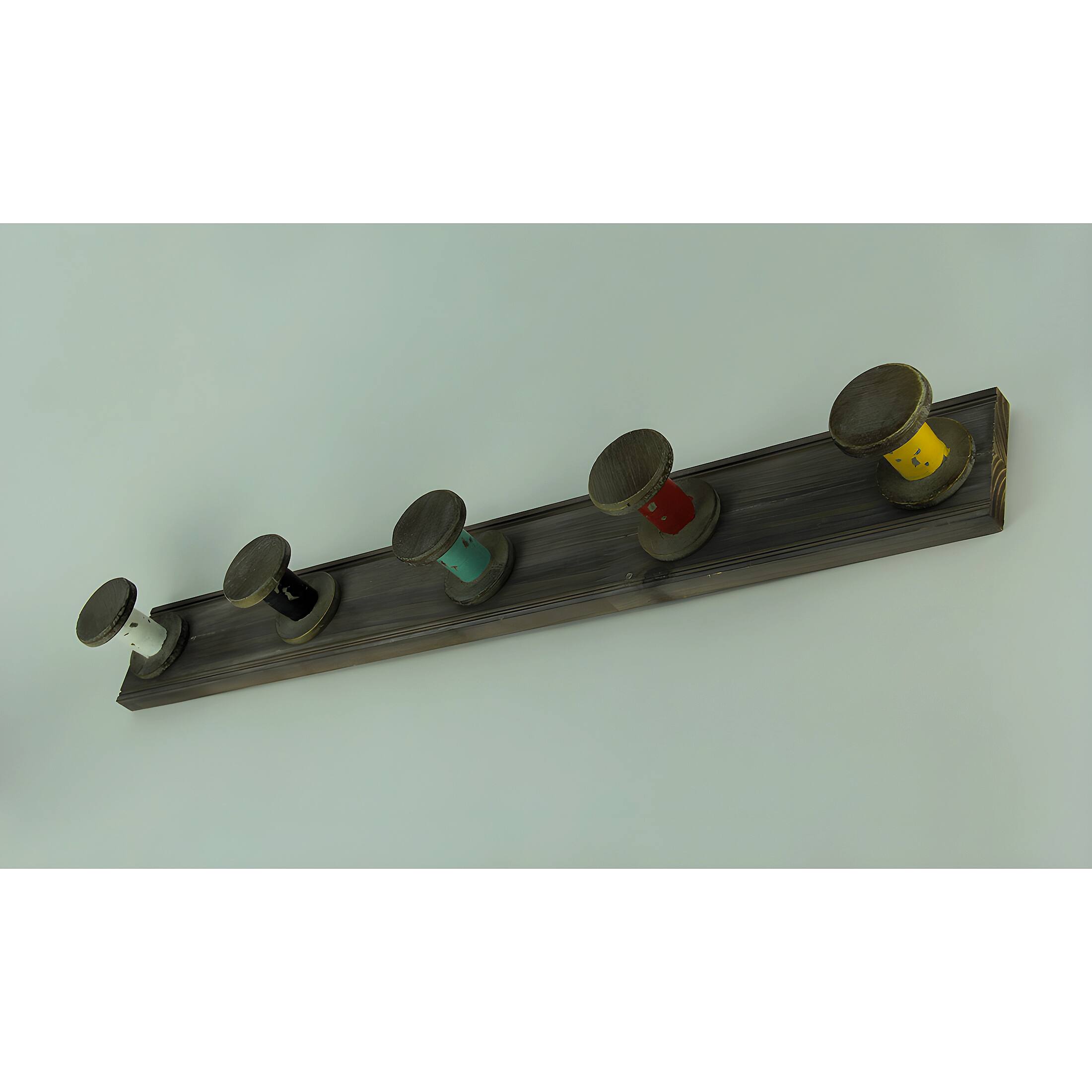 Alt View 1. VIP Home and Garden - Distressed Wood Rustic Spools Wall Hook Rack - Gray.