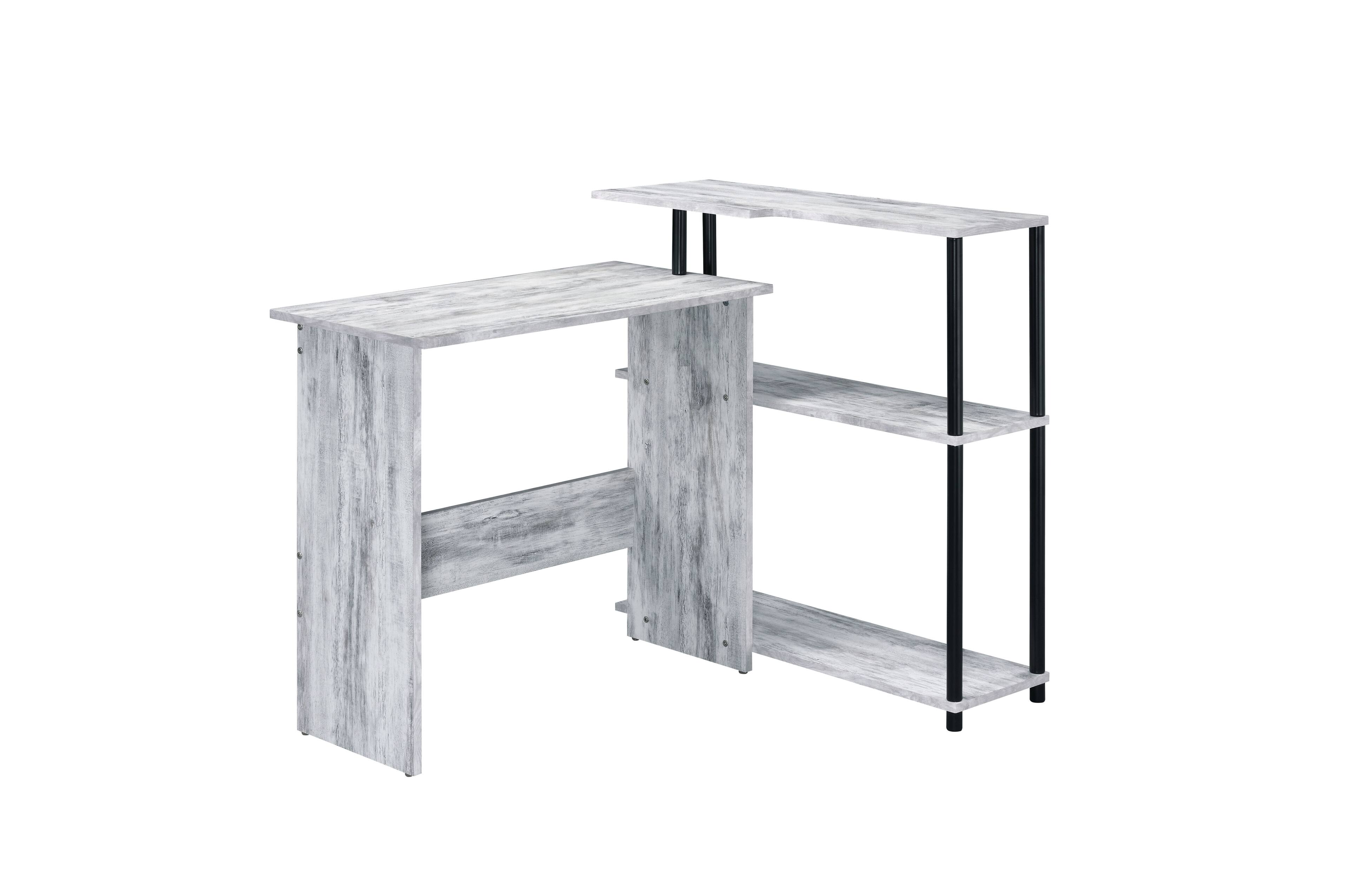 Alt View 1. TinyHomie - Levi Antique White and Black Finish Writing Desk - White.