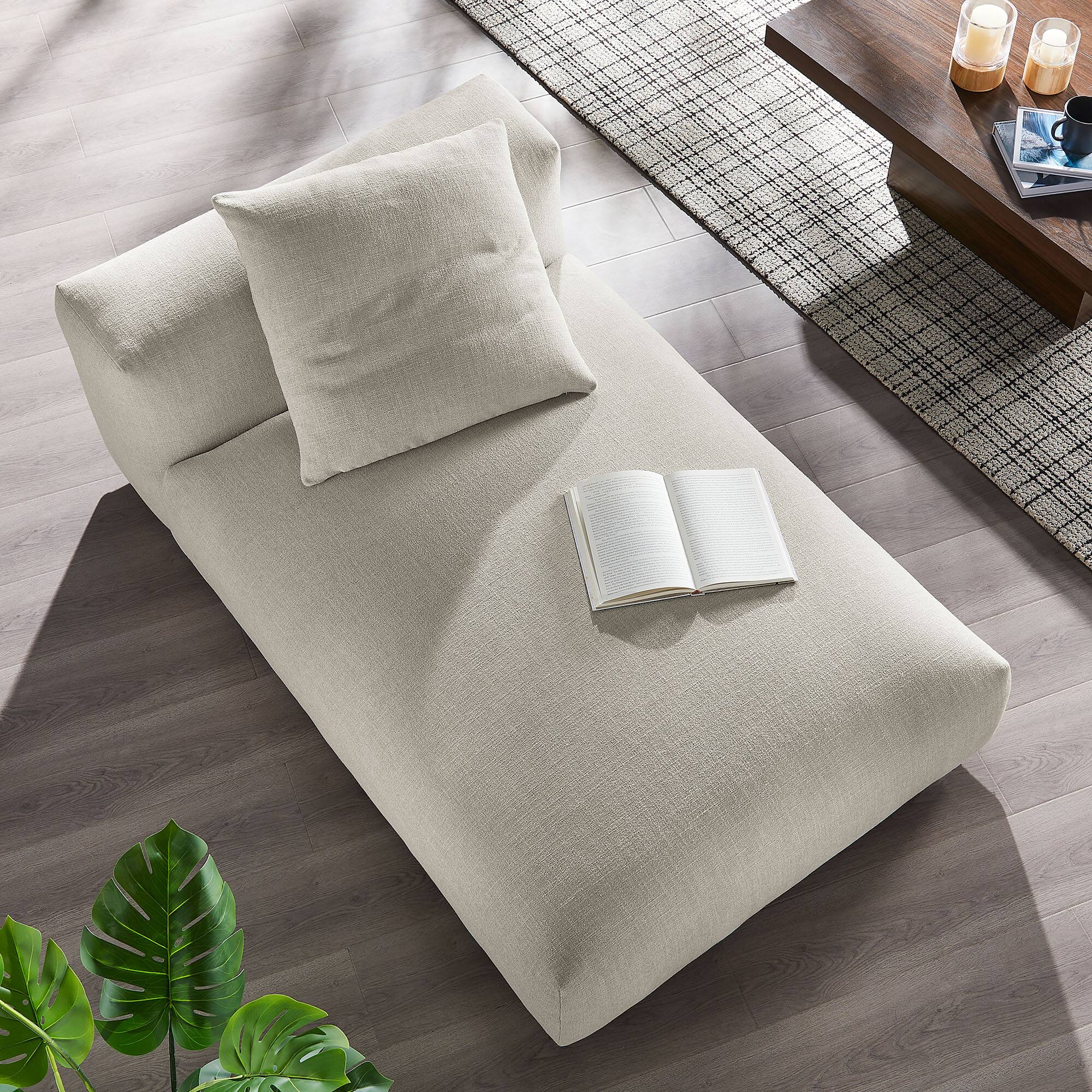 Alt View 7. Modway - Solace Modular Upholstered Fabric Armless Chaise Lounge by Modway - Linen.