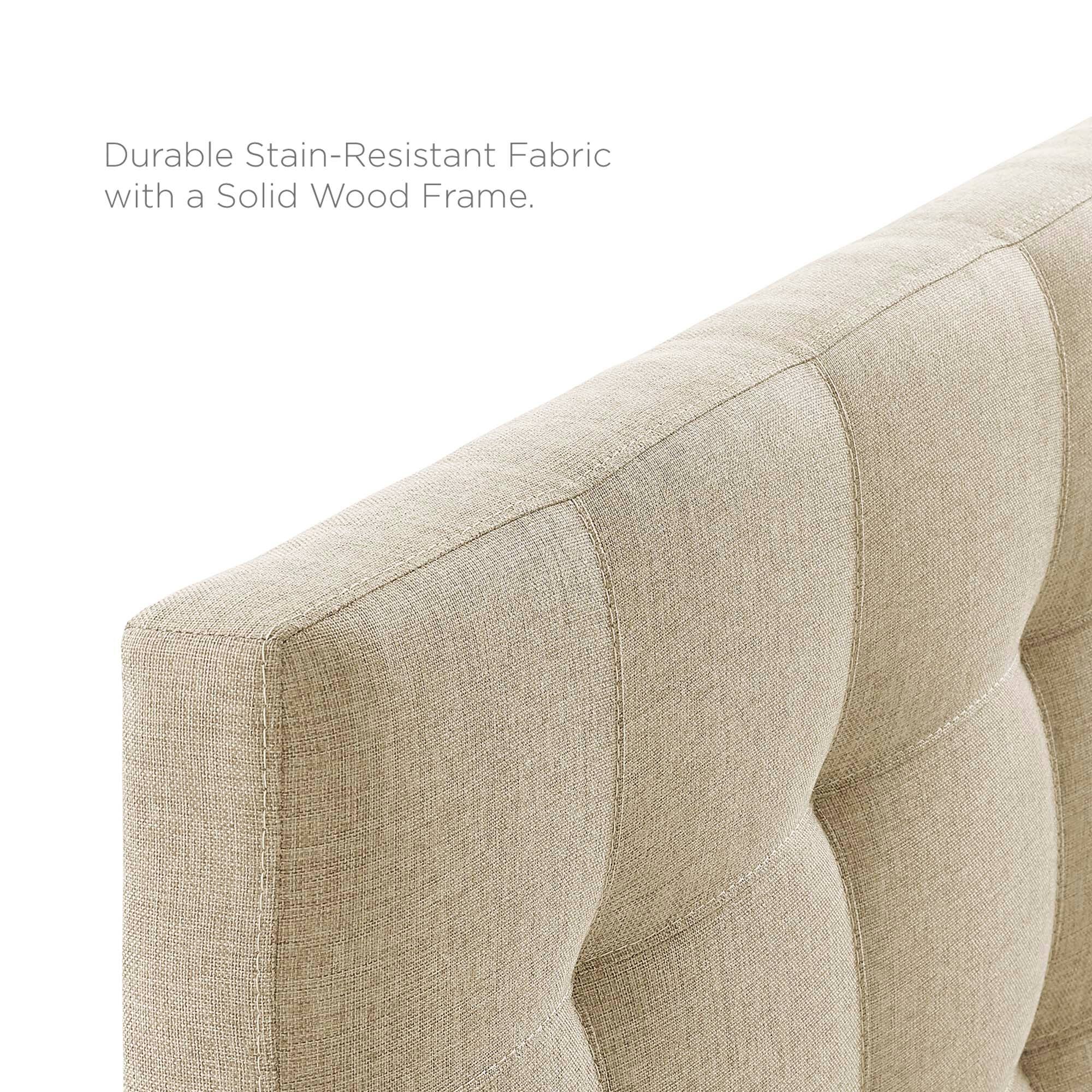 Durable Stain-Resistant Fabric with a Solid Wood Frame.