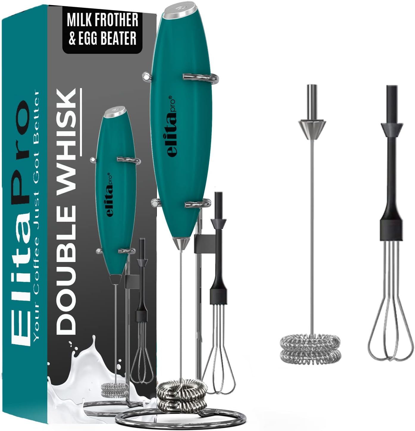 Elita Pro  
Your Coffee Just Got Better!  
DOUBLE WHISK  
Milk Frother & Egg Beater  
Elita Pro