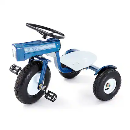 Front. Tricam - Tricam Ol' Blue Tractor Tricycle, 22" Steel Toddler Bike Kids Ride On Toy, Blue - Blue.
