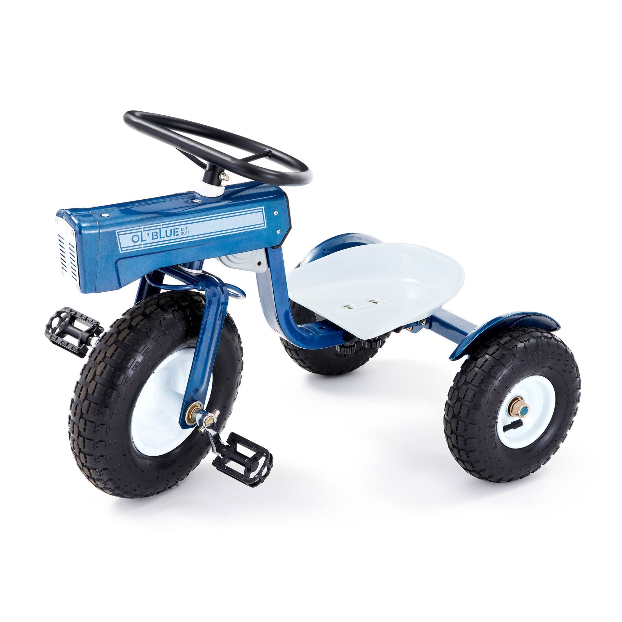Front. Tricam - Tricam Ol' Blue Tractor Tricycle, 22" Steel Toddler Bike Kids Ride On Toy, Blue - Blue.