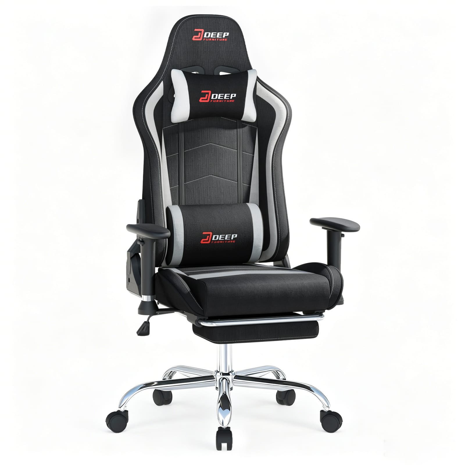 CloudRest Pro - Breathable Fabric Computer Chair with 8-Way Adjustable Armrests Ergonomic Gaming Chair - Gray