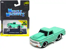 1972 Chevrolet C10 Pickup Truck 1/64 Diecast Model Car by Muscle Machines - Light Green