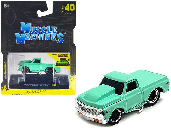 8+ MODEL 40 DIE-CAST MUSCLE MACHINES COLLECTION 1:54
DISPLAY STAND INCLUDED!
1972 CHEVROLET C10 PICKUP