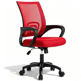 Sweet - Office Desk Chair, Mid-Back Swivel Ergonomic Chair with Lumbar Support, Rocking Mode, Height Adjustable for Home, Office - Red