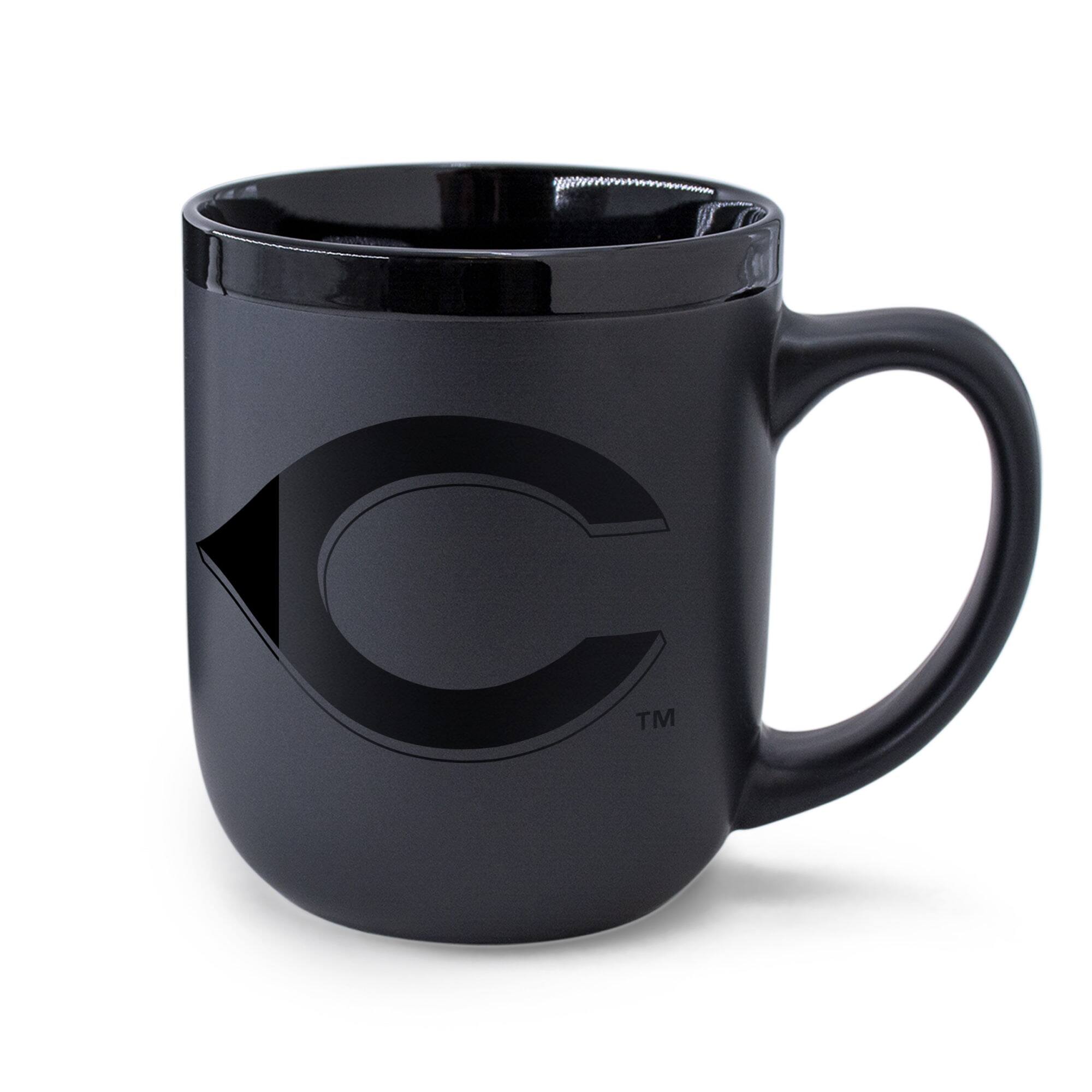 Front. WinCraft - Cincinnati Reds 17oz. Black Tonal Ceramic Mug - Multicolor.