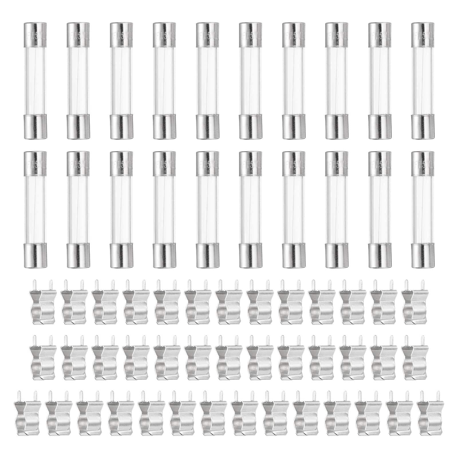 Unique Bargains - Glass Tube Fuses, 6x30mm 1.5A 250V Quick Fast Blow Glass Cartridge Tube Fuse with 50pcs Safety Clip 25pcs price history on PriceWatchPro
