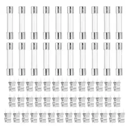Unique Bargains - Glass Tube Fuses, 6x30mm 1.5A 250V Quick Fast Blow Glass Cartridge Tube Fuse with 50pcs Safety Clip 25pcs