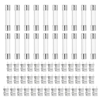 Front. Unique Bargains - Glass Tube Fuses, 6x30mm 1.5A 250V Quick Fast Blow Glass Cartridge Tube Fuse with 50pcs Safety Clip 25pcs.
