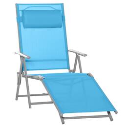 Outsunny - Outdoor Folding Lounge Chair, 7-Position Adjustable Zero Gravity Lounge Chair with Pillow - Light Blue