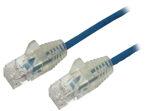 Front. StarTech.com - StarTech N6PAT3BLS Cat6 3ft Blue Slim Ethernet Cable.