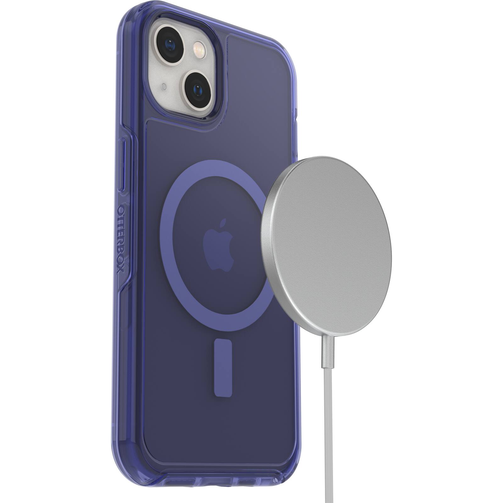 Left. OtterBox - Symmetry Series+ for MagSafe Soft Shell for Apple iPhone 13 - Feelin Blue.