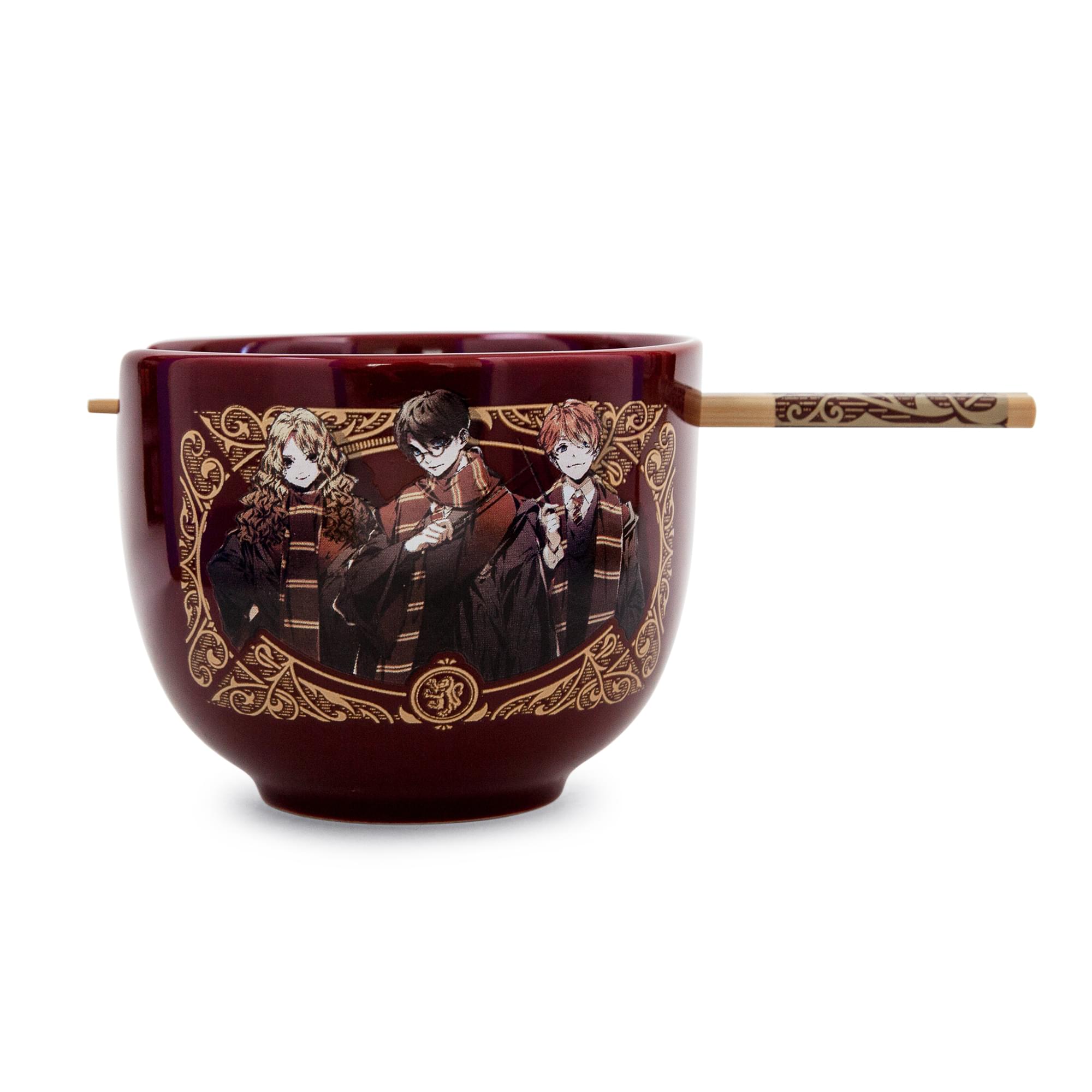 Front. Silver Buffalo - Harry Potter Anime Trio 20-Ounce Ramen Bowl and Chopstick Set - Red.