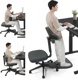 Newtral - MT Standing Desk Chair 5-in-1 Ergonomic Standing Mate Chair Adjustable Sit-Stand-Lean Flip Backrest & Posture Support - Gray-M