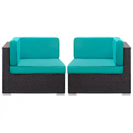 Gather Outdoor Patio Corner Sectional Set of 2 by Modway - Espresso Turquoise
