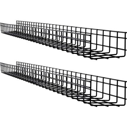 Front. Tripp Lite - Eaton Tripp Lite Series Wire Mesh Cable Tray - 150 x 100 x 1500 mm (6 in. x 4 in. x 5 ft.), 2-Pack - Cable Tray - Black - Black.
