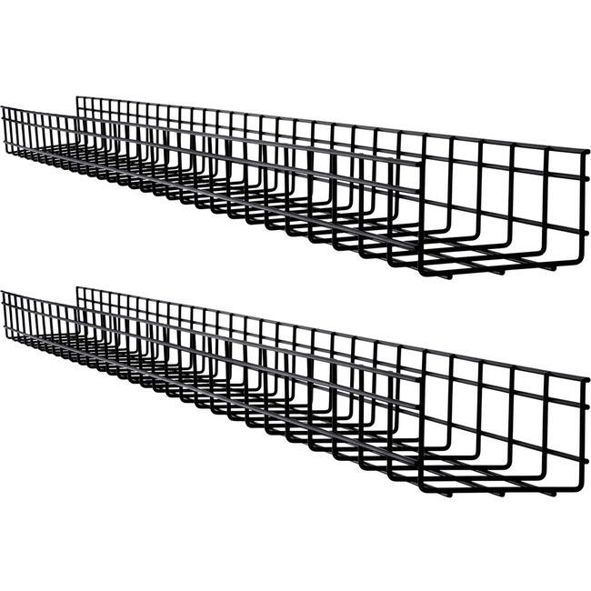 Front. Tripp Lite - Eaton Tripp Lite Series Wire Mesh Cable Tray - 150 x 100 x 1500 mm (6 in. x 4 in. x 5 ft.), 2-Pack - Cable Tray - Black - Black.