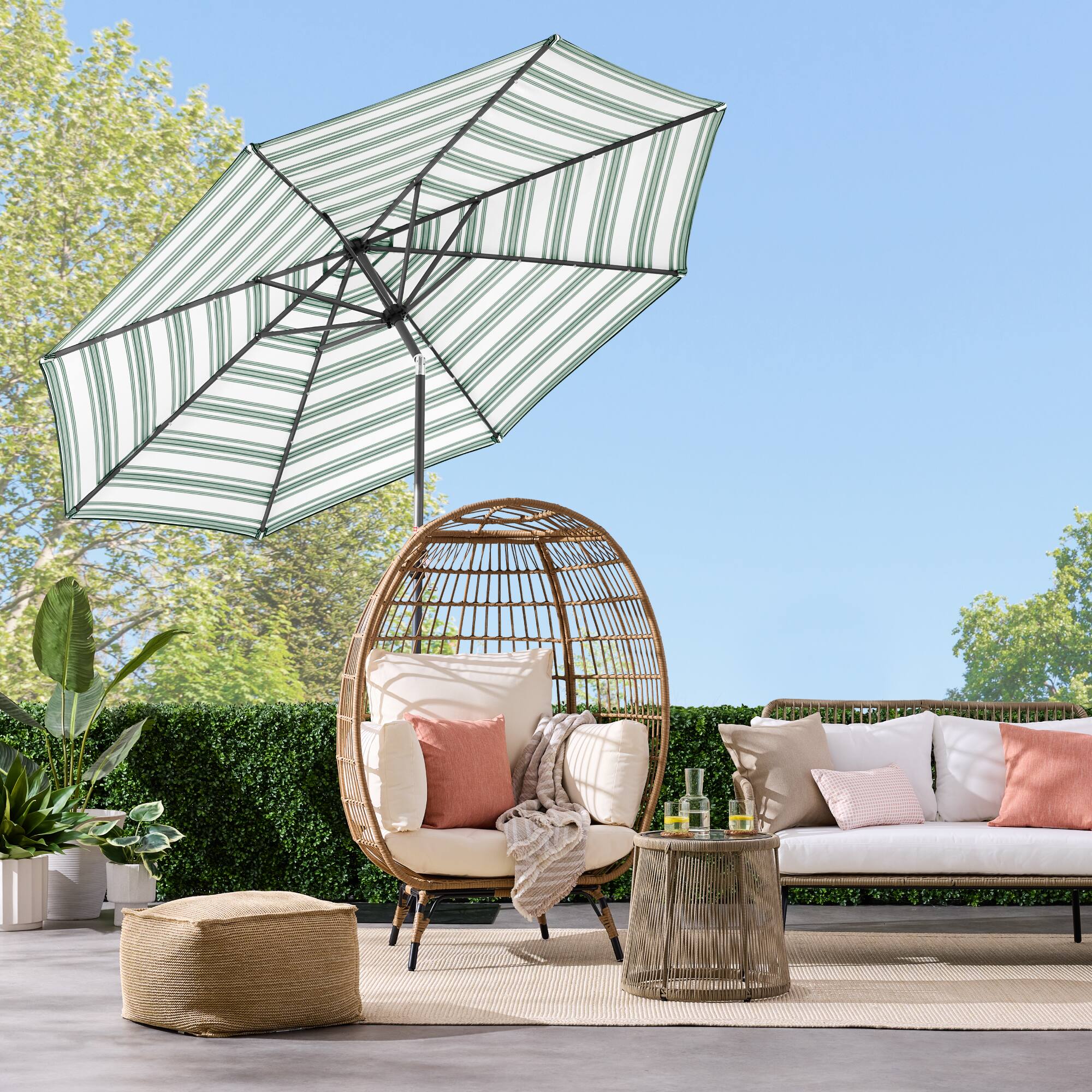 Alt View 1. Best Choice Products - Best Choice Products 10ft Solar LED Lighted Patio Umbrella w/ Tilt Adjustment, UV-Resistant Fabric - Striped Green - Striped Green.