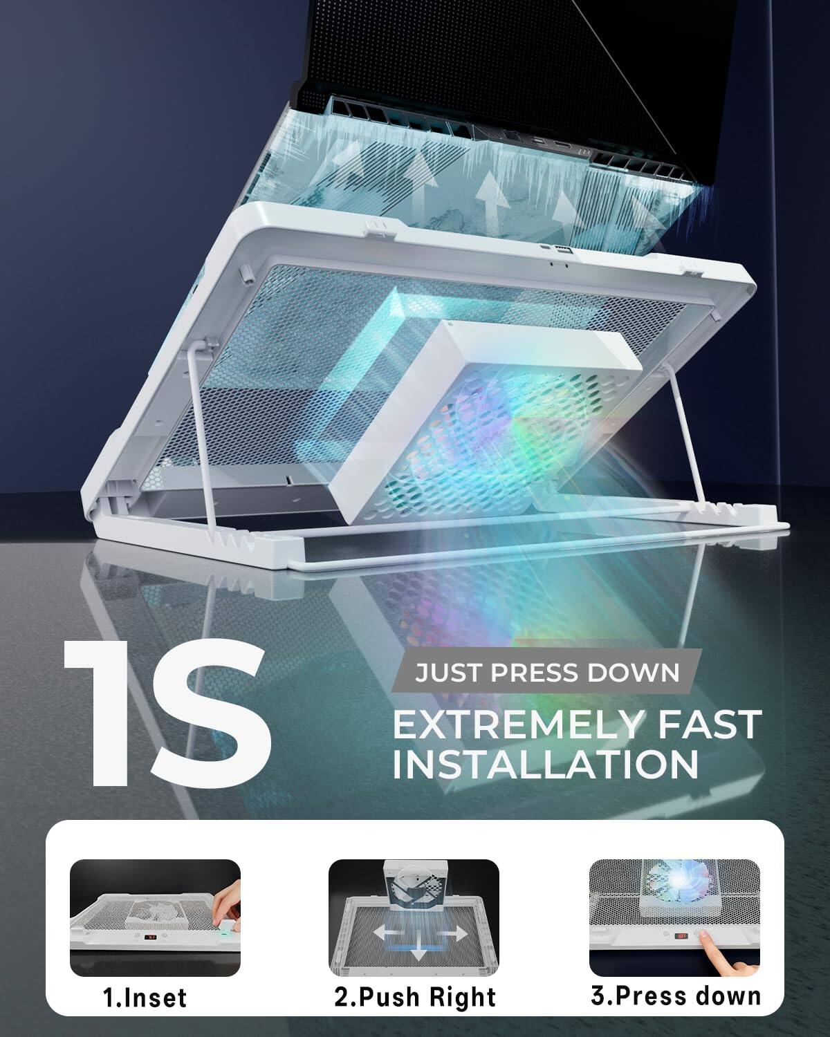 JUST PRESS DOWN  
1S  
EXTREMELY FAST INSTALLATION  

1. Inset  
2. Push Right  
3. Press down