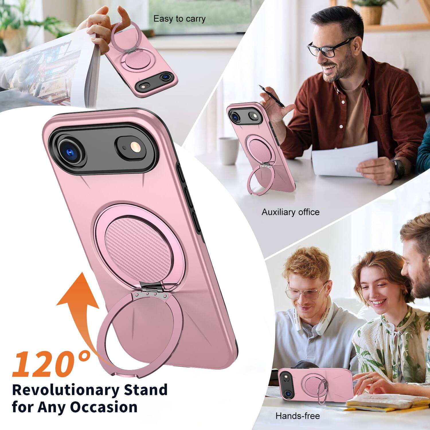 Easy to carry  
Auxiliary office  
120° Revolutionary Stand for Any Occasion  
Hands-free