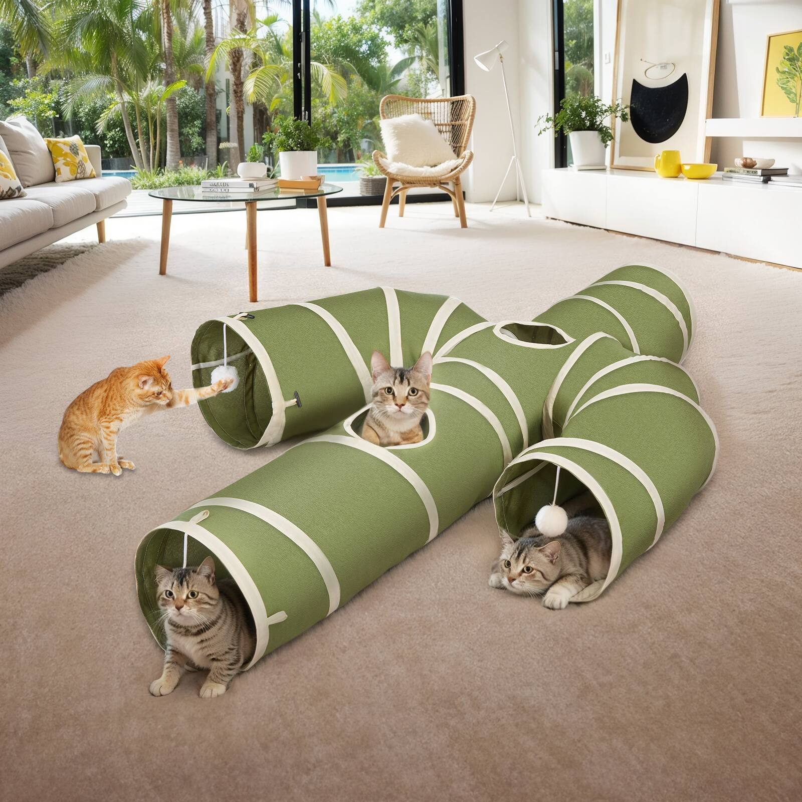 Alt View 1. Ownpets - Cat Tunnel Cactus-Shaped - Green.