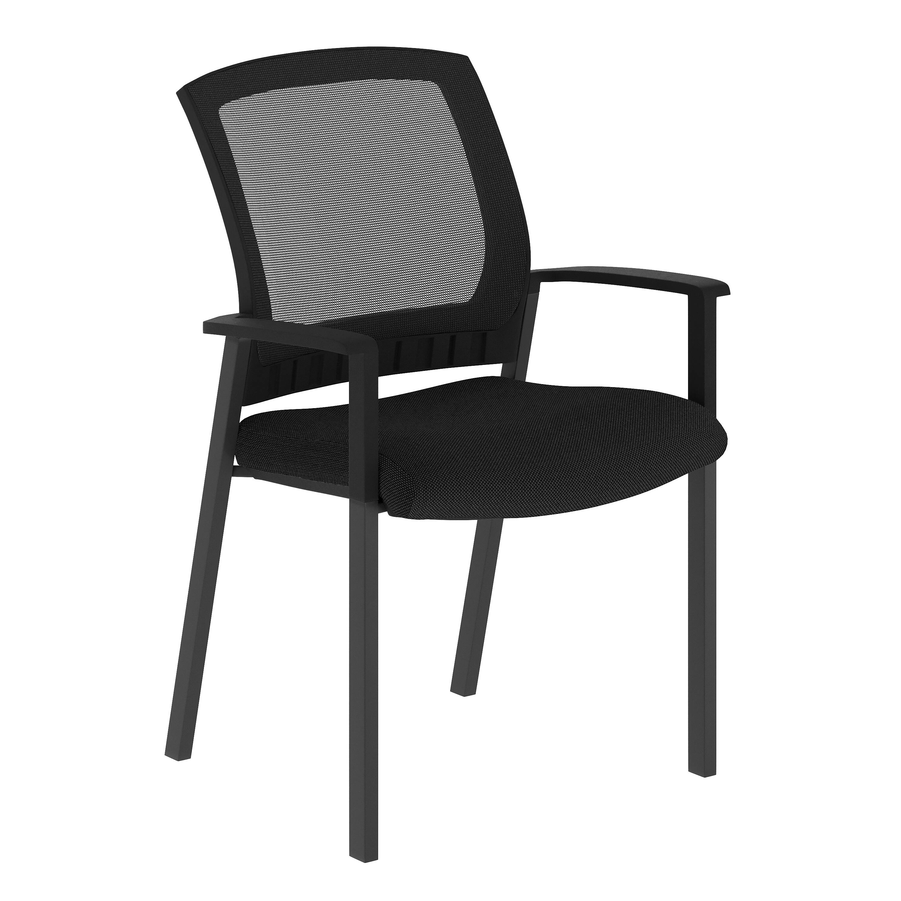 Front. Flash Furniture - HERCULES Commercial Black Mesh Stackable Side Chair with Arms and Powder Coated Black Steel Frame - Black.