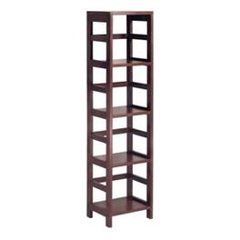 Hivvago - 4-Shelf Narrow Shelving Unit Bookcase Tower - Espresso