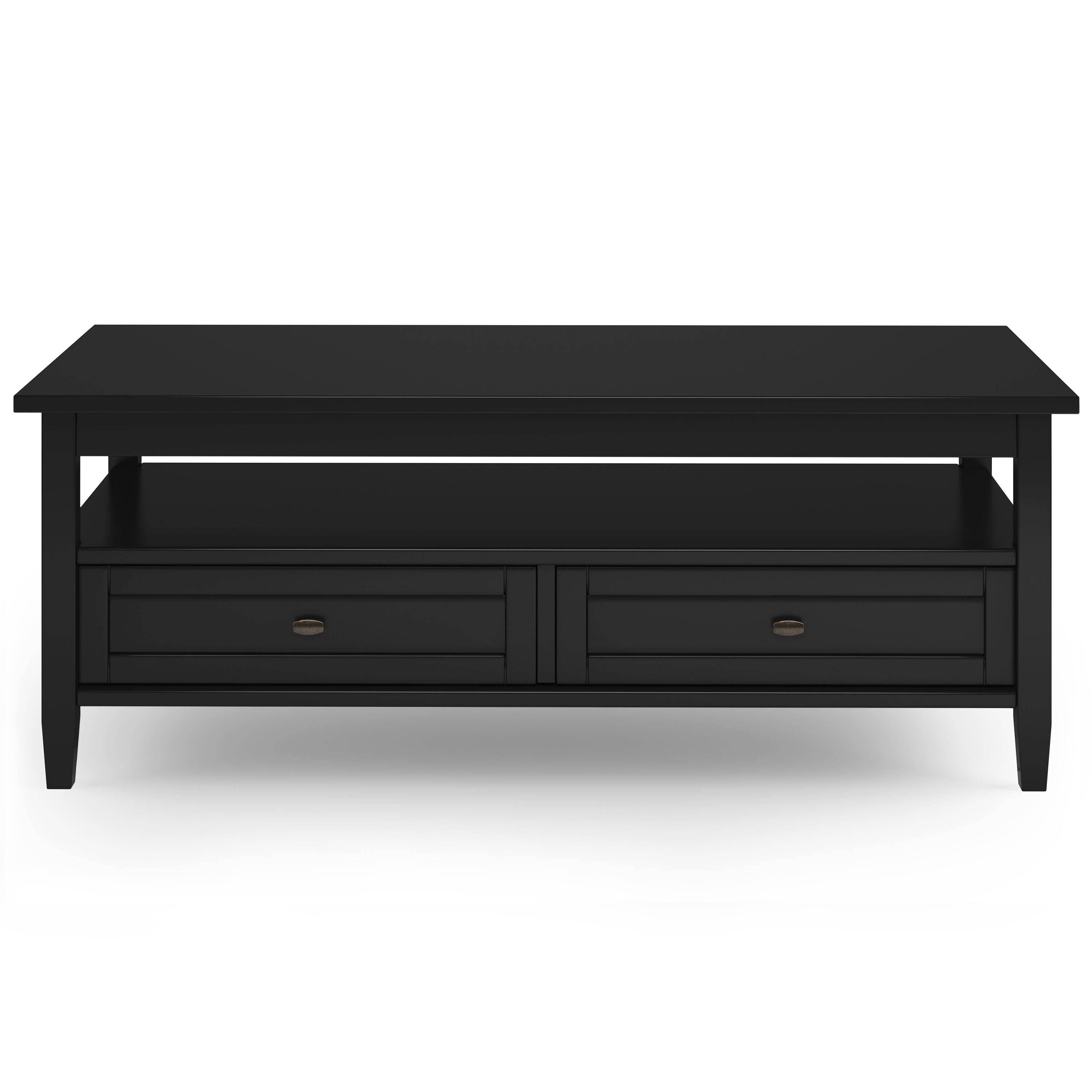 Angle. Simpli Home - Warm Shaker 48 inch Coffee Table with 14 inch End Tables (Set of 3) - Black.