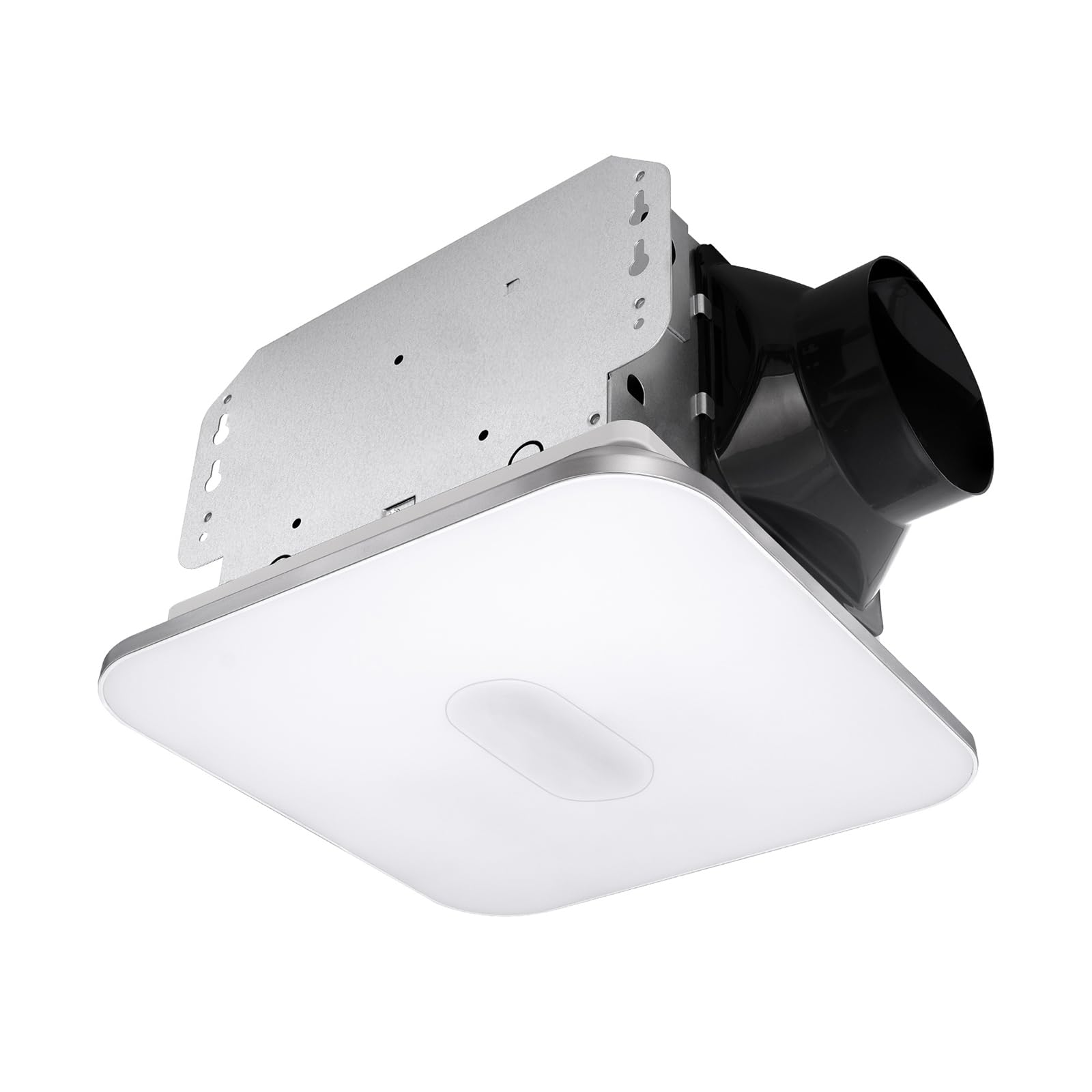Front. Akicon - Decorative Silver Fan Speed 90 CFM Ceiling Bathroom Exhaust Fan with 18 Watt Dimmable 3CCT LED Light - Silver.