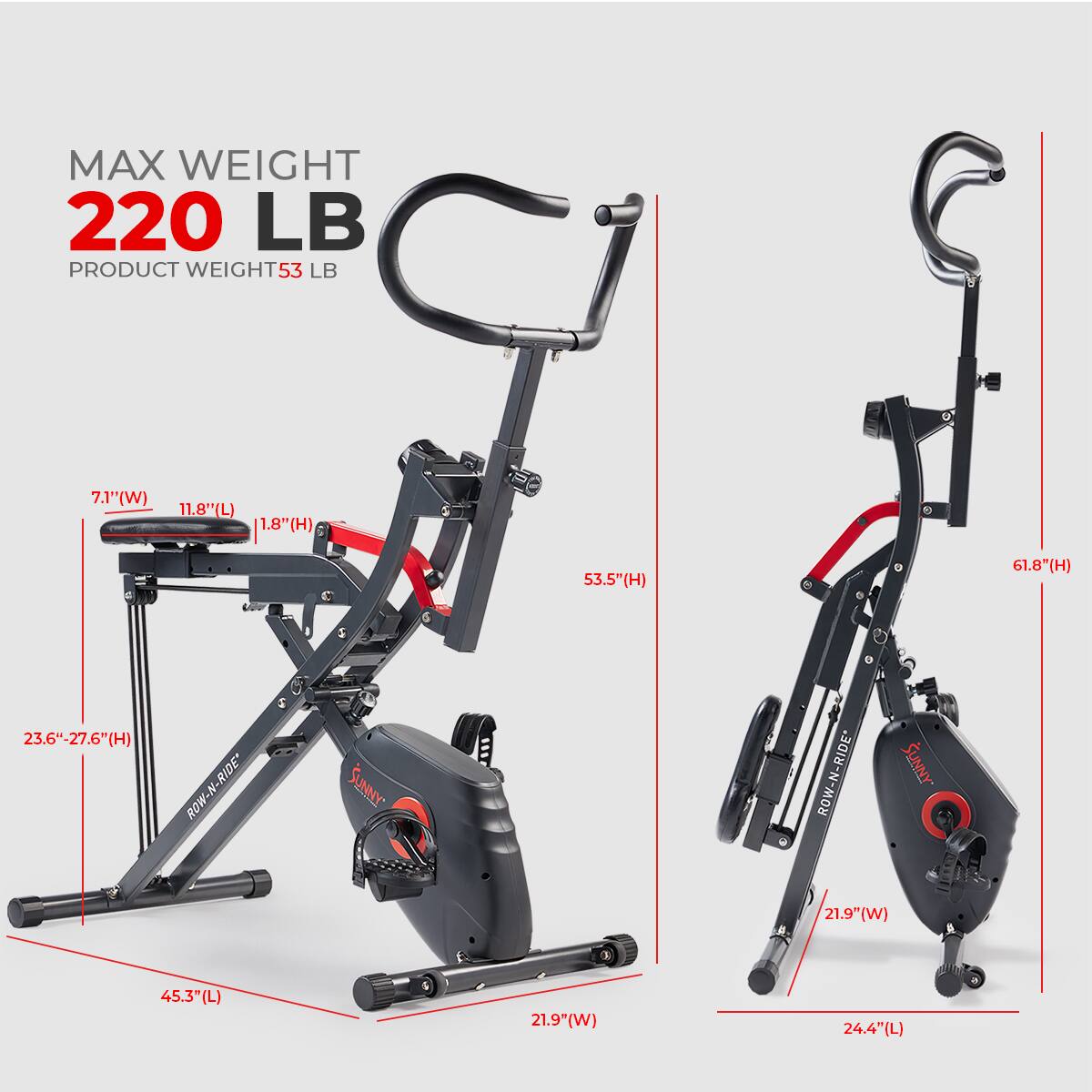 Sunny Health & Fitness Smart 2 in 1 Upright Row N Ride® Squat