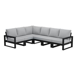 WestinTrends - Montara 6-Piece Outdoor L-Shaped Patio Corner Sectional Sofa Conversation Set - Light Gray