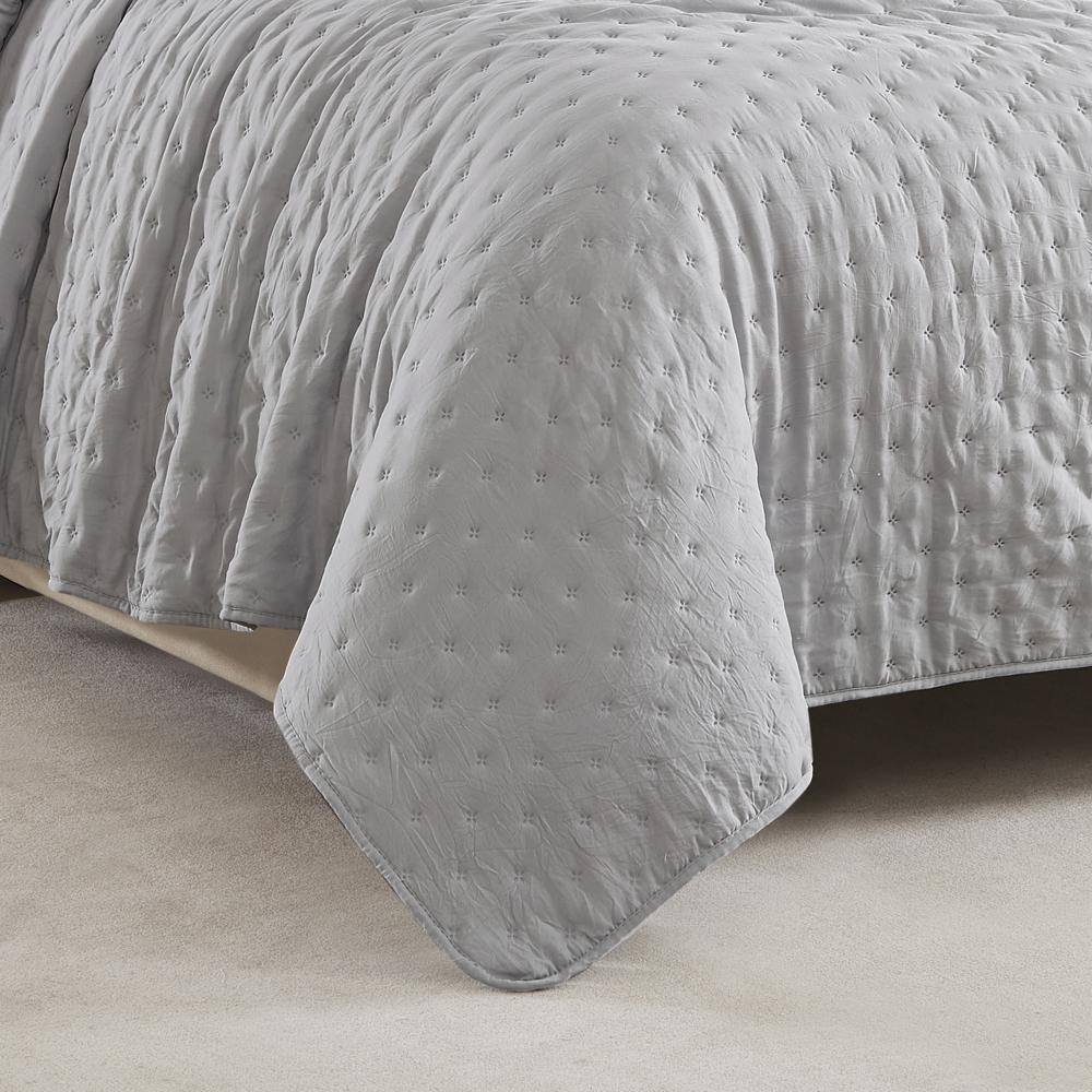 Alt View 2. RT Designers Collection - RT Designers Collection Cayla 3 Pieces Washed Pinsonic Lightweight Quilts Set Queen Size For Bedding Grey - Grey.