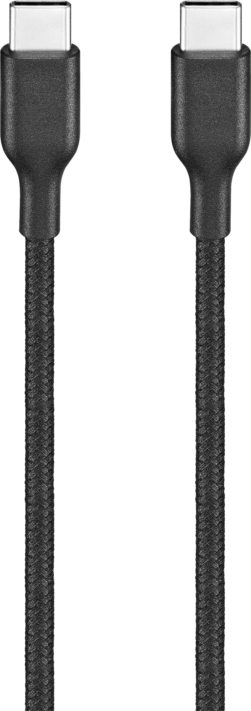 Left. Best Buy essentials™ - 6' USB-C to USB-C Braided Charge-and-Sync Cable - Black.
