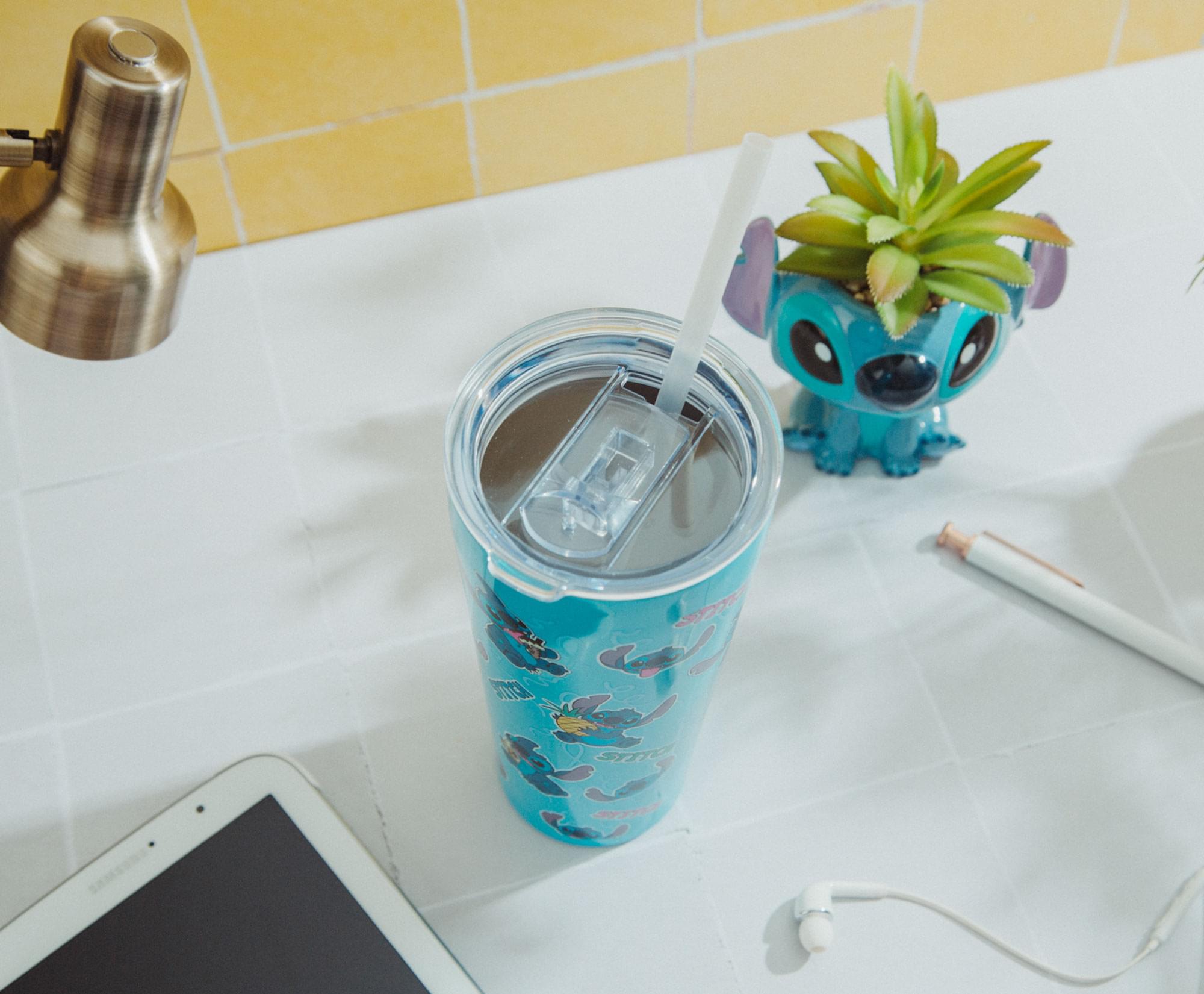 Alt View 3. Silver Buffalo - Disney Lilo & Stitch Snack Toss Double-Walled Stainless Steel Tumbler - Blue.