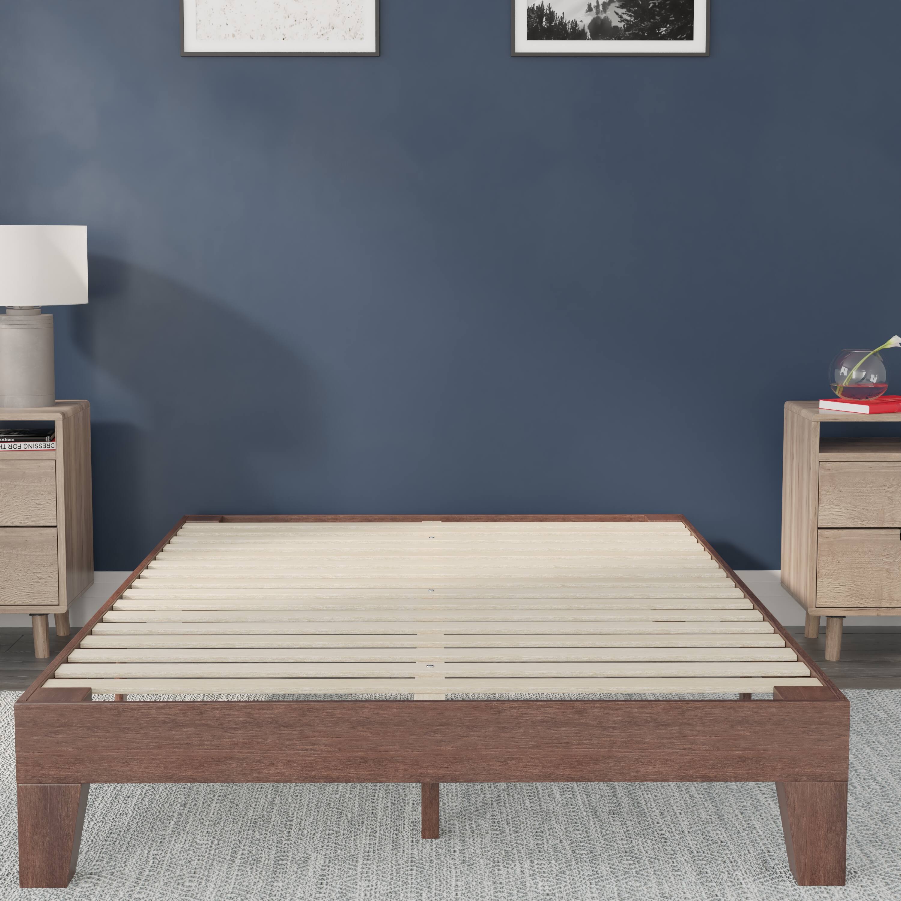 Alt View 17. Alamont Home - Evelyn Solid Wood Platform Bed with Wooden Support Slats, No Box Spring Required - Walnut.