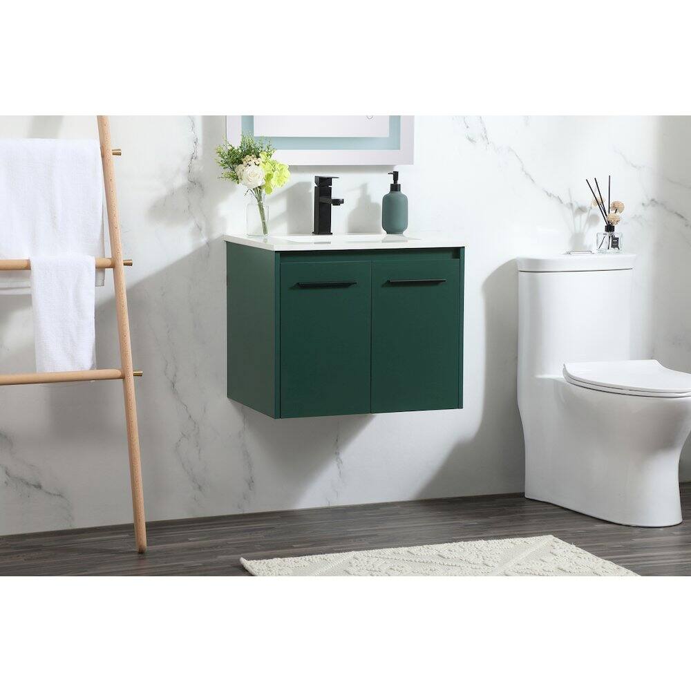 Alt View 10. Elegant Kitchen and Bath - 24 Inch Single Bathroom Vanity In Green - Green.