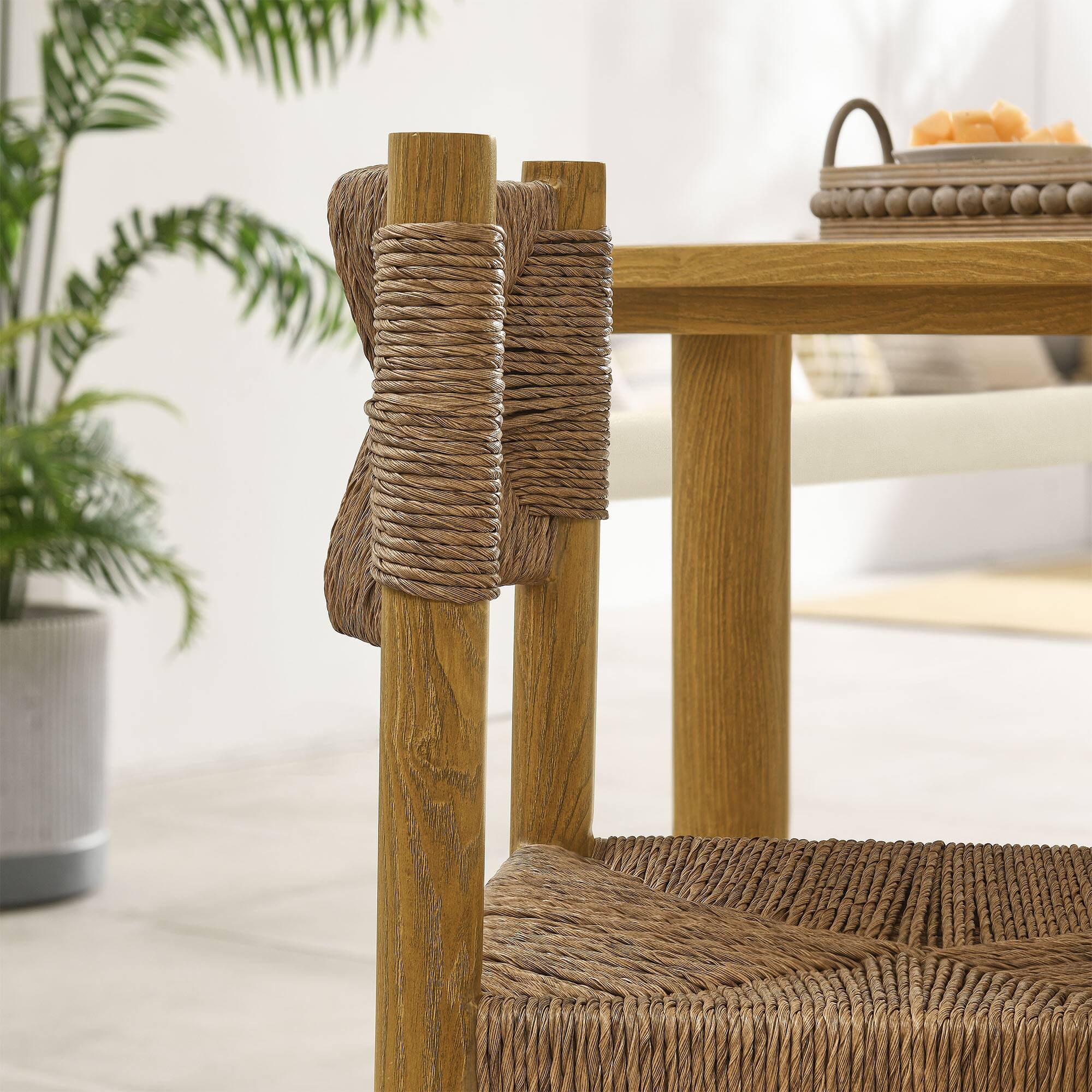 Alt View 2. Modway - Parkland Outdoor Patio Rattan and Aluminum Dining Side Chairs Set of 2 by Modway - Natural.