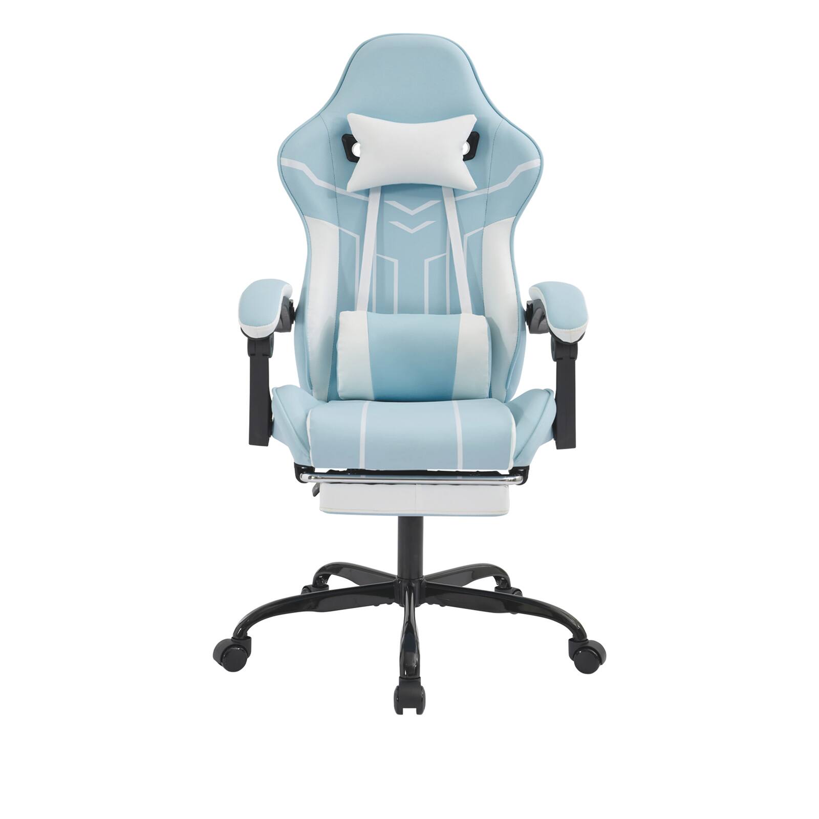 Angle. Spaco - Spaco Computer Gaming Chair, Ergonomic Chair with Footrest Office Chair Ergonomic Computer Chair with Lumbar Backrest - Blue.