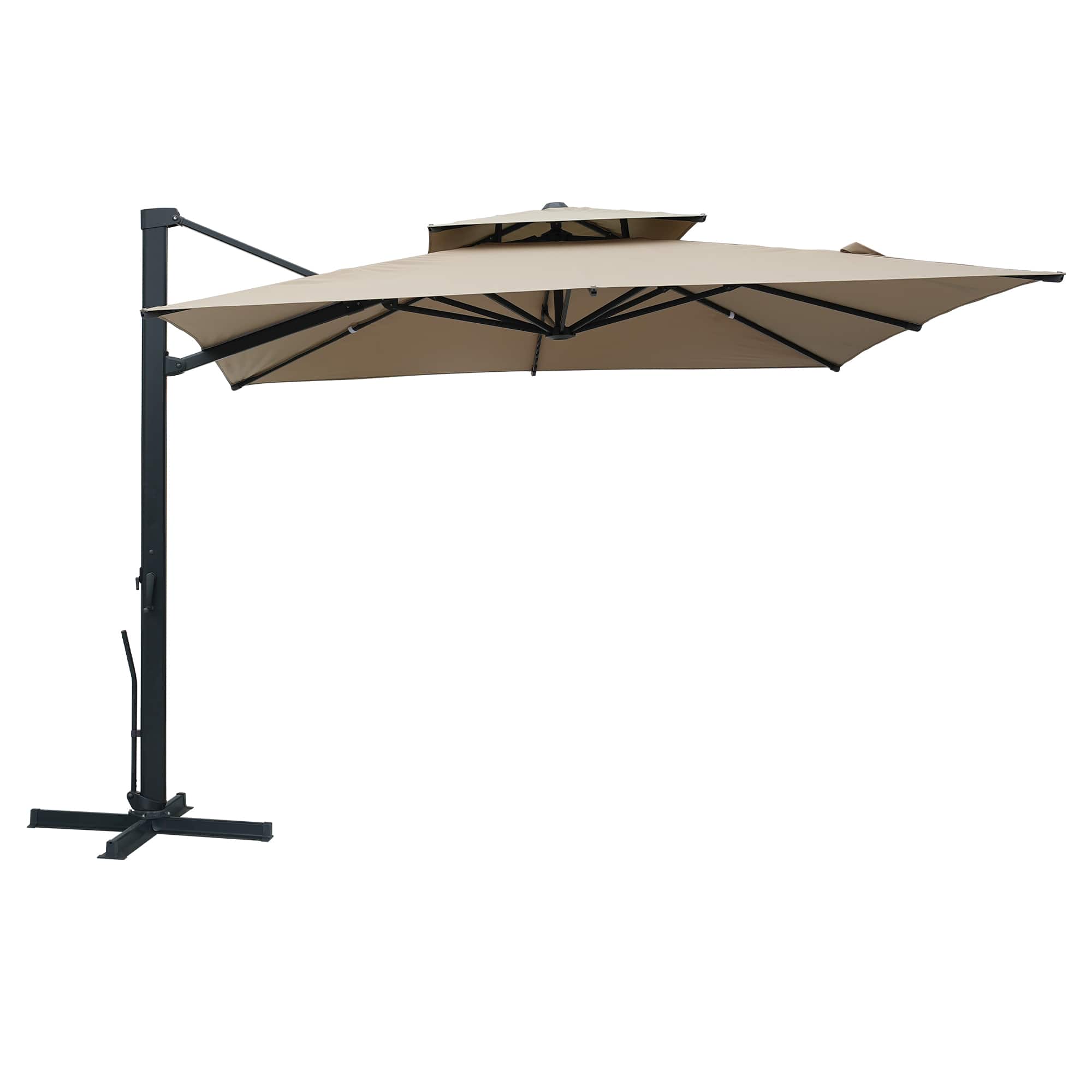 Mondawe - 10x10ft Patio Cantilever Umbrella Large Square Double Top Offset Umbrella - Tan