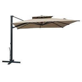Mondawe - 10x10ft Patio Cantilever Umbrella Large Square Double Top Offset Umbrella - Tan