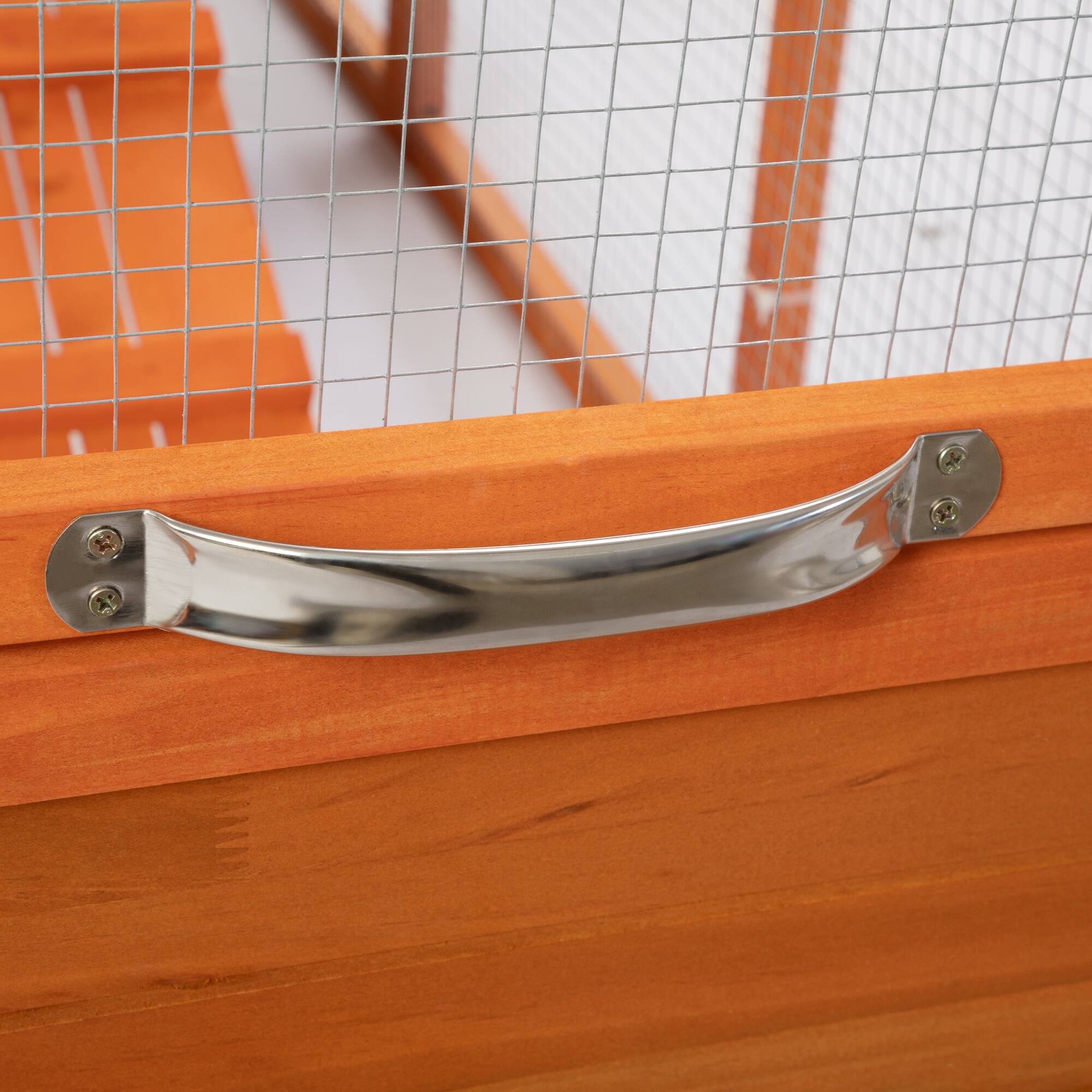 Back. Boyel Living - Orange with Colorful Patterns Portable Mobile Chicken Coop with Nesting Box Sleeping Room Run Window Sun Board Doors - Orange.