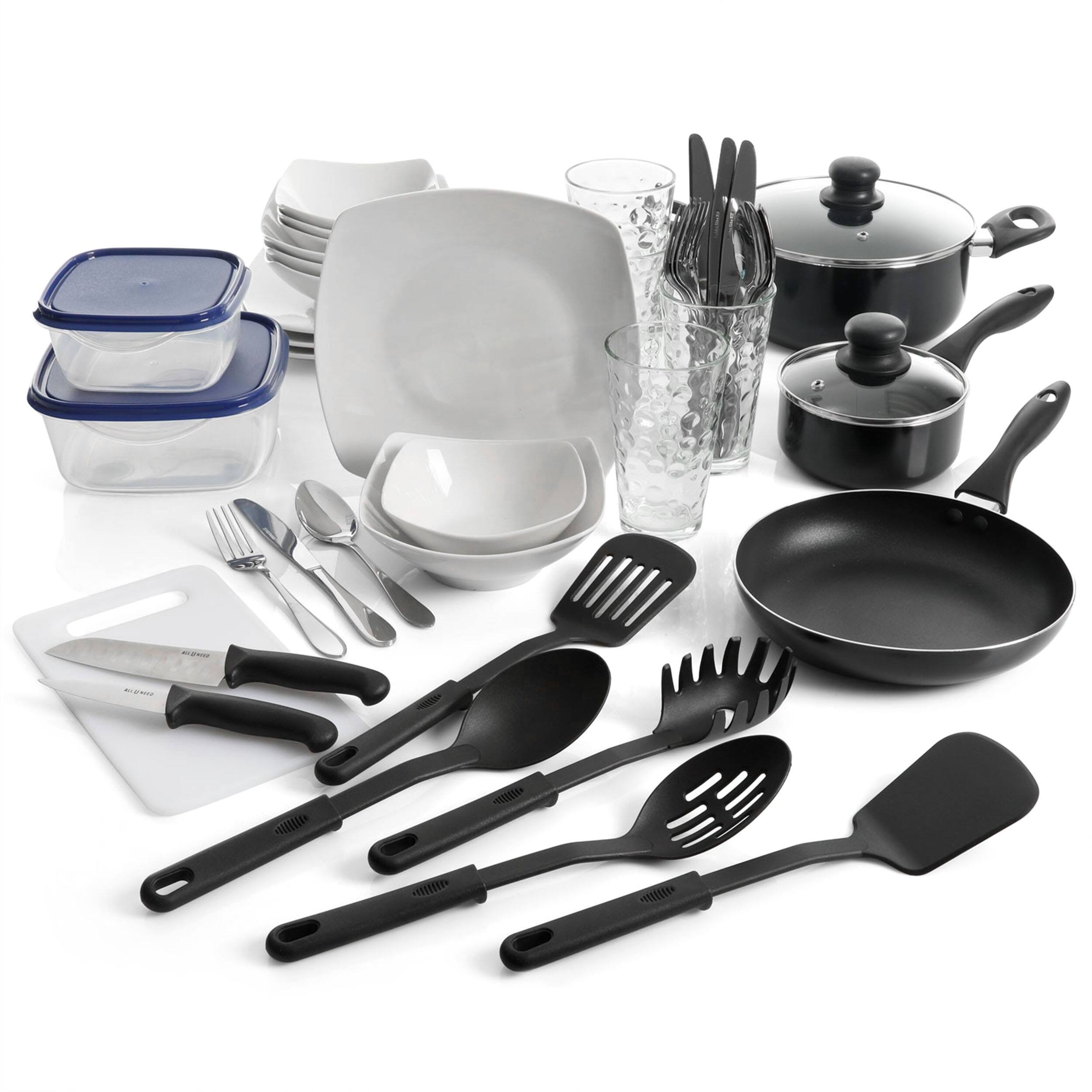 Front. Gibson - Gibson All U Need 45 Piece Dinnerware Cookware Combo Set in White - White.