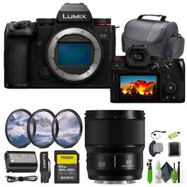 Panasonic - Lumix S5II Mirrorless Camera + S 85mm f/1.8 Lens + Tripod + More - Black