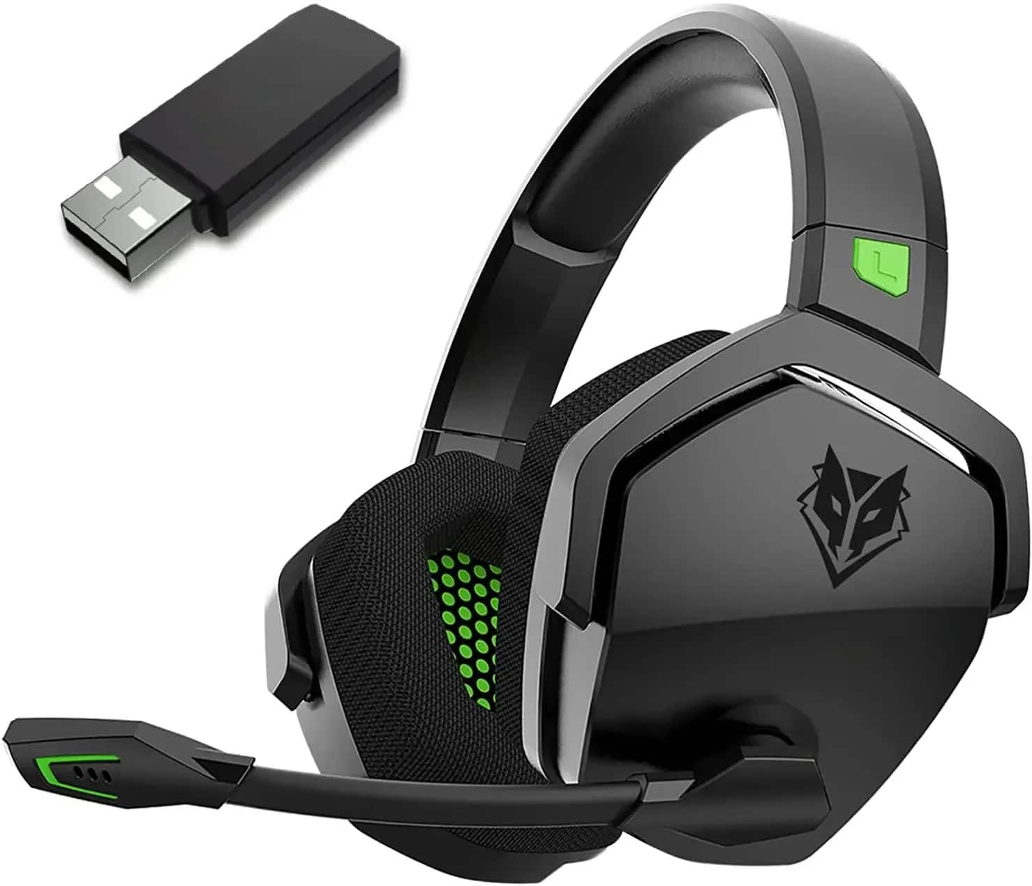 PRIMEPLUS - G06 Wireless Gaming Headset, 100Hr Battery, 2.4GHz Ultra-Low Latency & Bluetooth 5.3, 50mm Surround Sound - Black-Green price history on PriceWatchPro