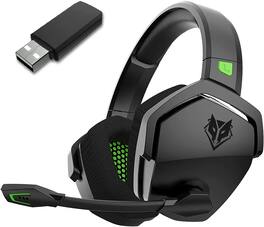 PRIMEPLUS - G06 Wireless Gaming Headset, 100Hr Battery, 2.4GHz Ultra-Low Latency & Bluetooth 5.3, 50mm Surround Sound - Black-Green